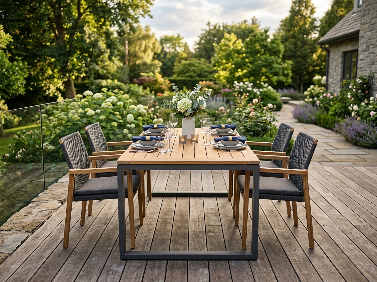 Comedor de exterior de 4 puestos en madera