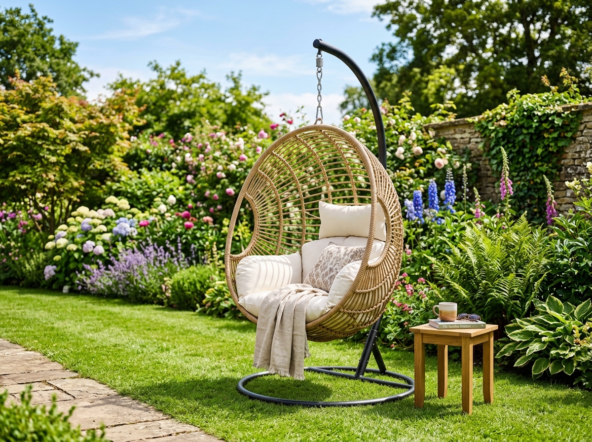 Silla colgante estilo huevo para jardín